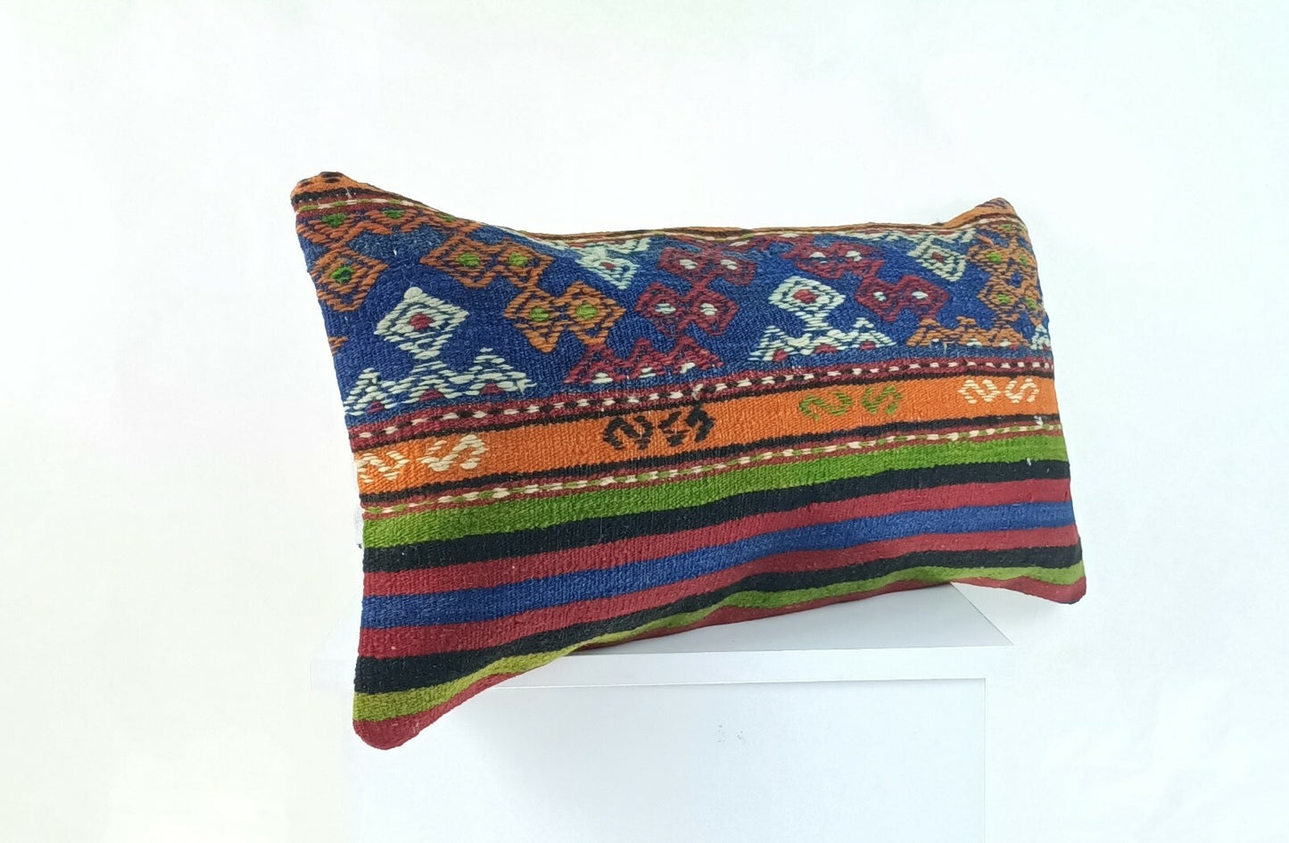 Kilim Pillow Cover 12x24 Traditional Oushak Rug Wool Throw Lumbar Cushion A925