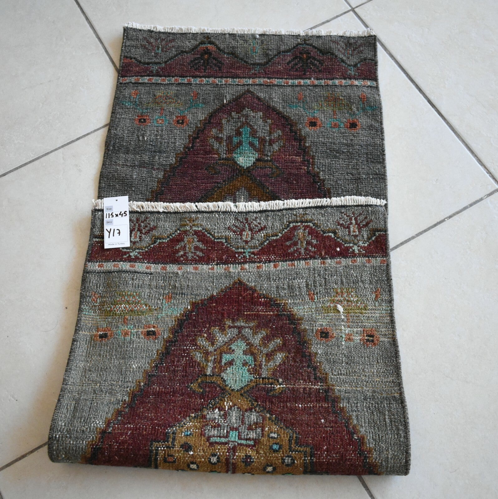 Anatolian Runner 3.7x1.4 ft Vintage Turkish Runner Oushak Runner Rug Y17