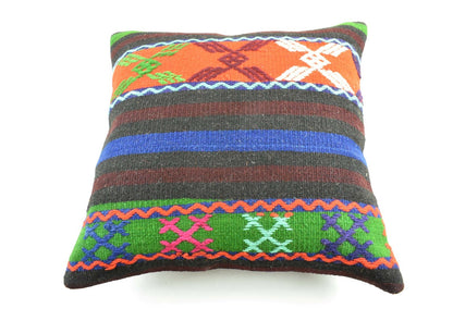 18"x18" Kilim Pillow Cover  Handmade Turkish Vintage Cushion Tribal Lumbar 3047