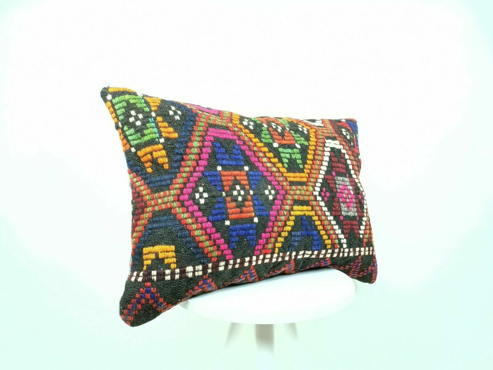 16x24 Kilim Lumbar Pillow Handmade Turkish Rug Tribal Bohemian Cushion Case E456