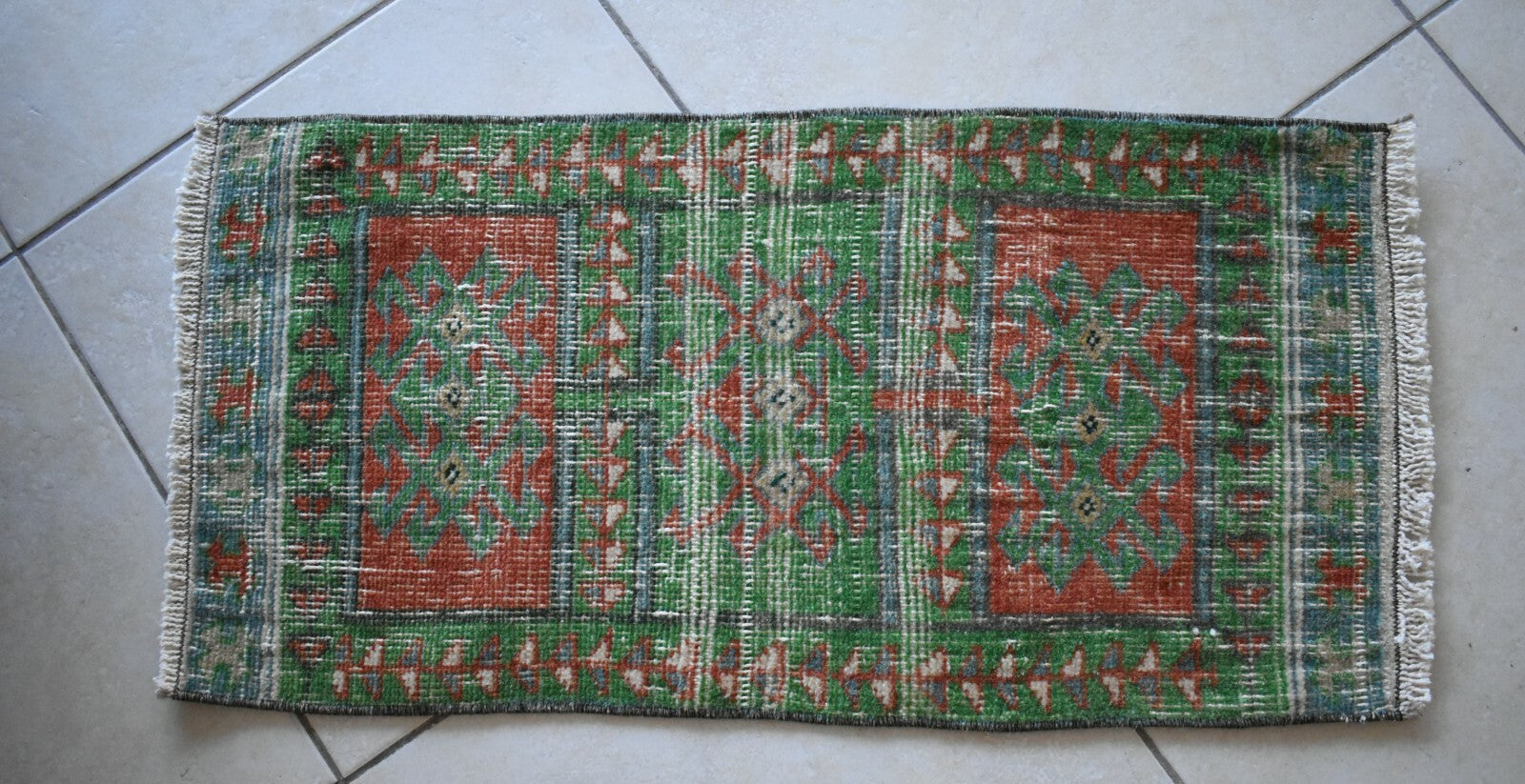 Small Turkish Runner 2.5x1.2 ft Vintage Oushak Rug Anatolian Rug Faded Rug Y04