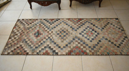 Oushak Runner 6.9x3 ft Handwoven Turkish Runner Vintage Runner Floor Runner R01