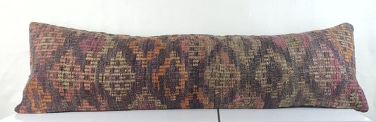 Long Kilim Pillow Cover 12x42 Vintage Ethnic Decorative Kilim Lumbar 2799