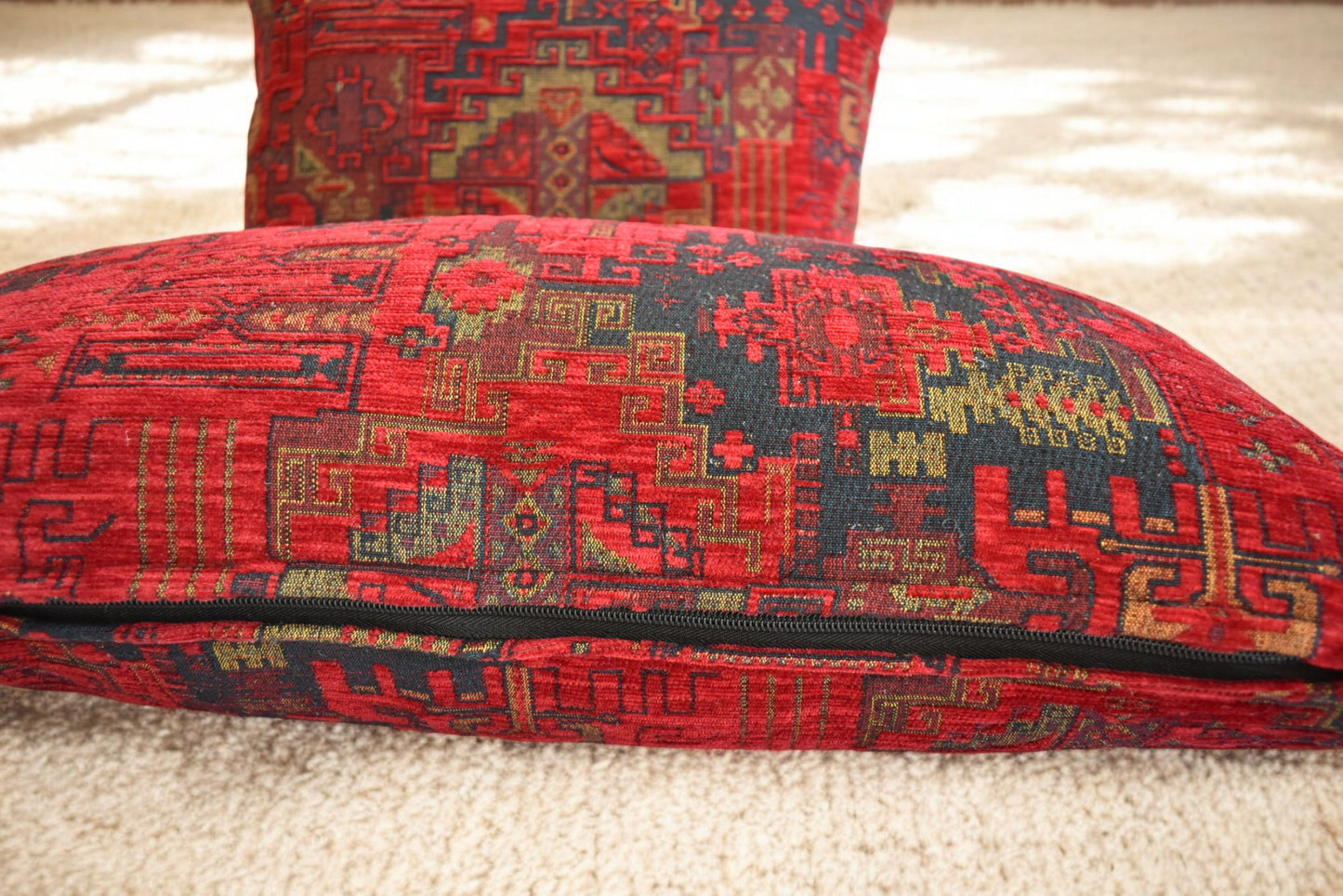 Custom Size Kilim Throw Pillow - Tribal Lumbar Cushion, Kilim Pattern Fabric Pillow