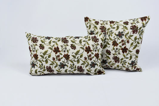 Floral Cotton Pillow Cover - Woven Fabric Decorative Throw & Sofa Pillow Covers