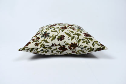 Floral Cotton Pillow Cover - Woven Fabric Decorative Throw & Sofa Pillow Covers