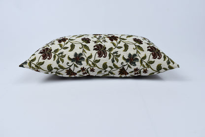 Floral Cotton Pillow Cover - Woven Fabric Decorative Throw & Sofa Pillow Covers