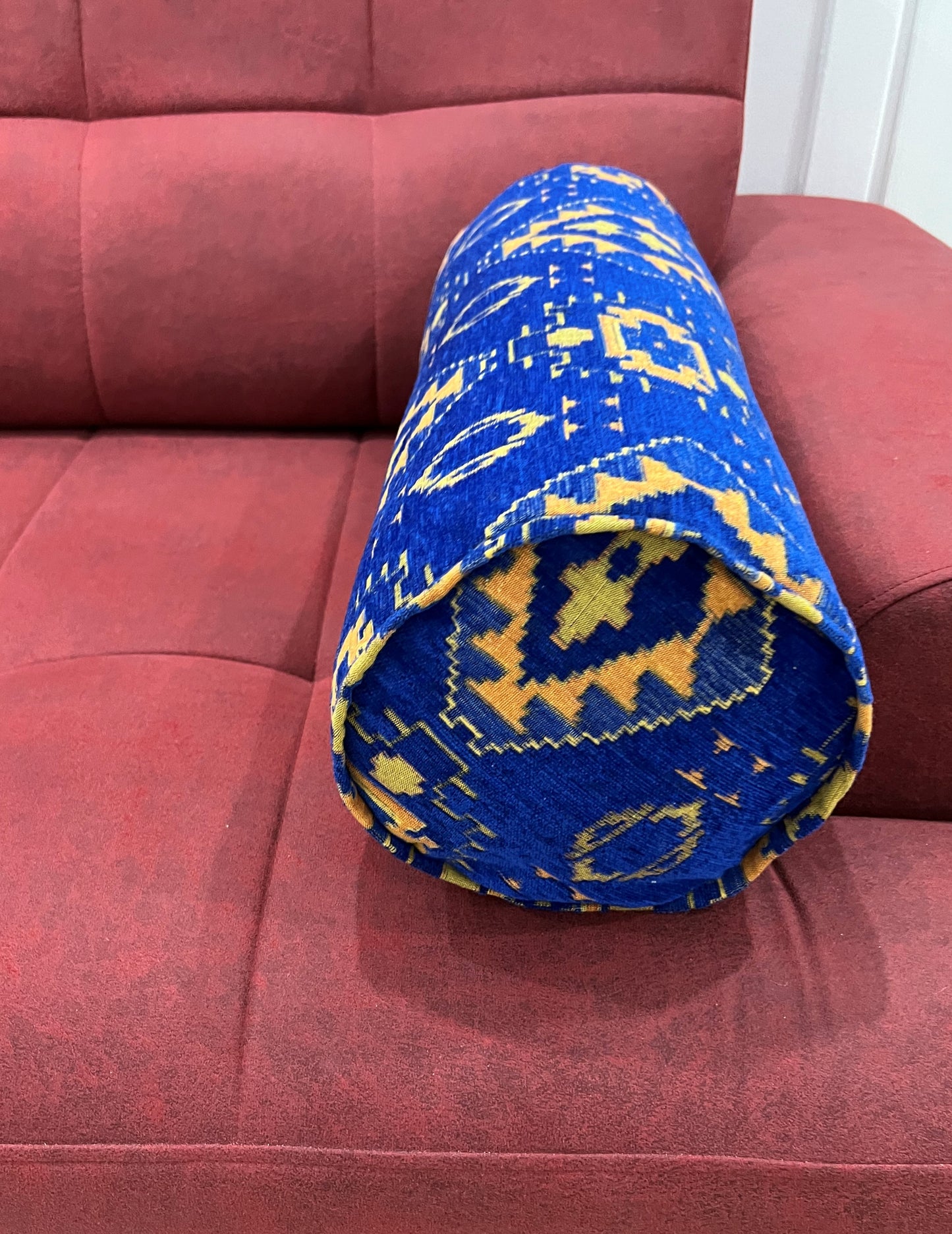 Kilim Pattern Bolster Cover - Traditional Ethnic Ottoman Design Lumbar Cushion for Sofa & Couch Decor