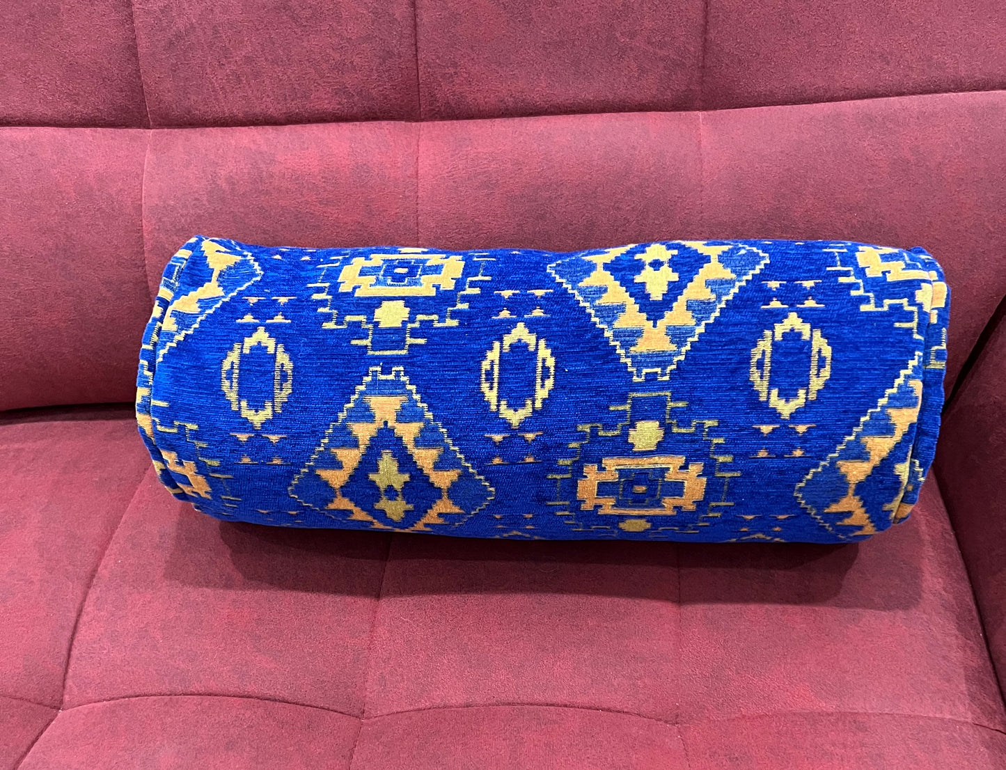 Kilim Pattern Bolster Cover - Traditional Ethnic Ottoman Design Lumbar Cushion for Sofa & Couch Decor