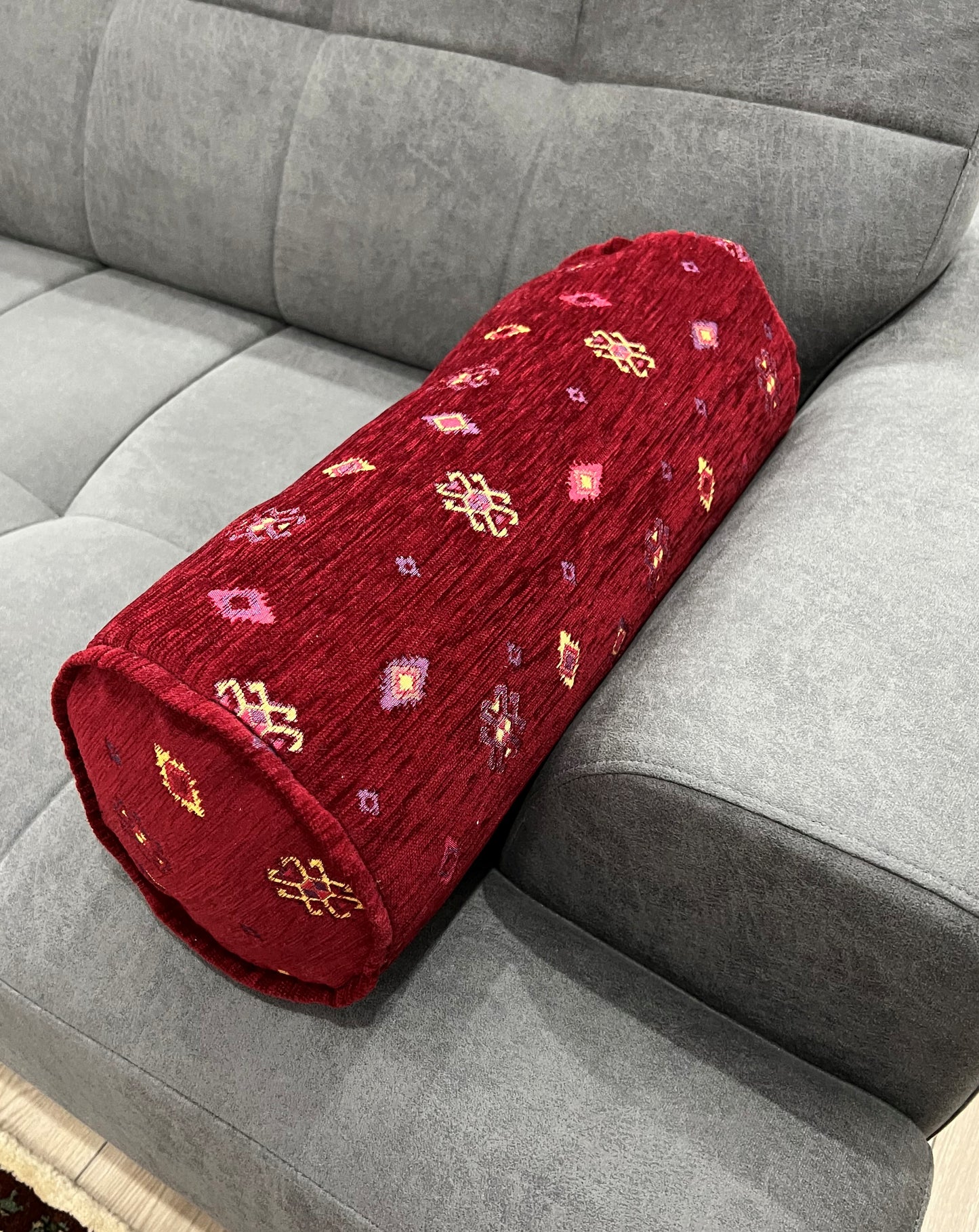 Kilim Pattern Bolster Cover - Traditional Ottoman Design Lumbar Cushion for Sofa & Couch, Ethnic Decorative Pillowcase