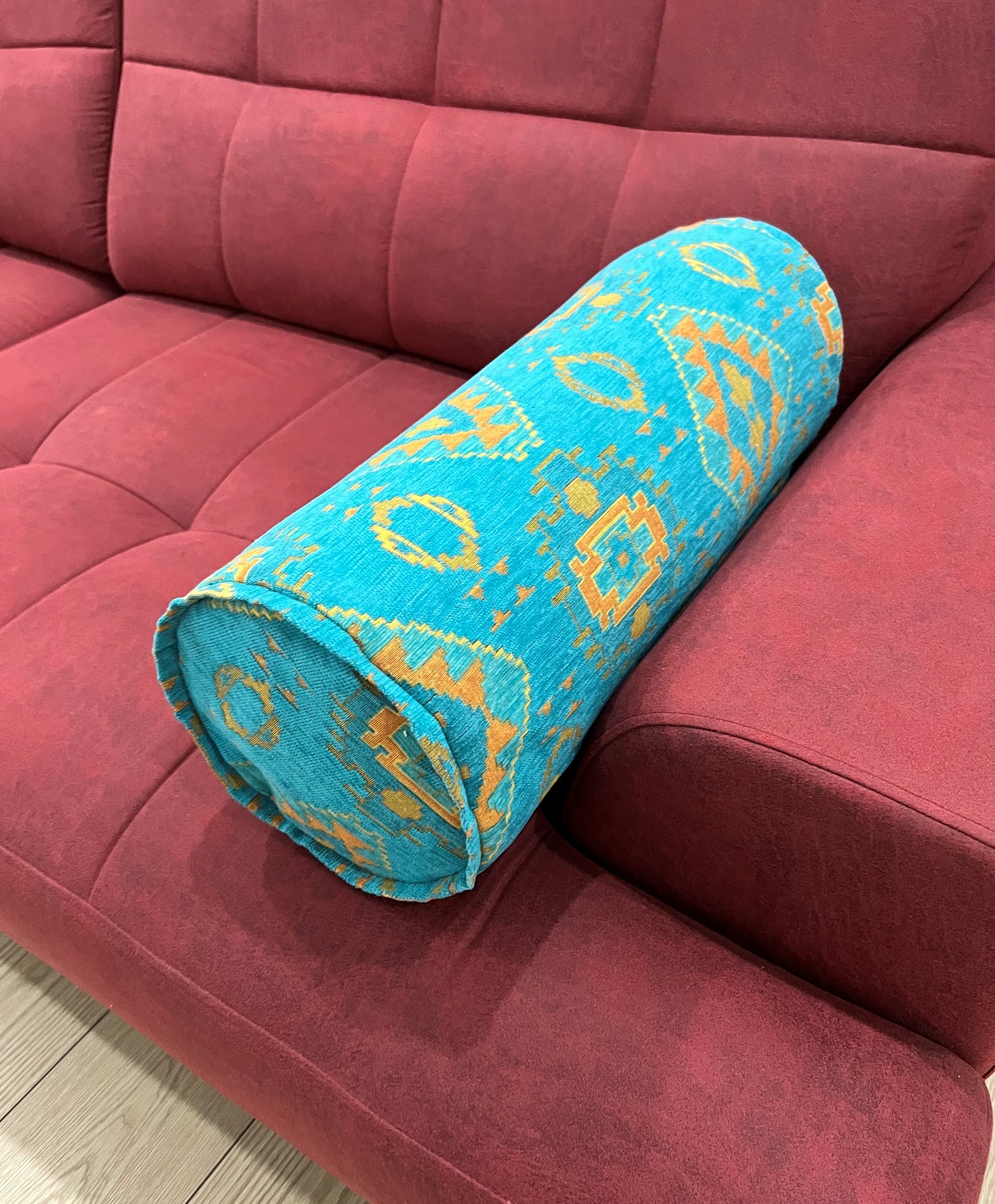 Kilim Pattern Bolster Cover - Traditional Ethnic Ottoman Design Lumbar Cushion for Sofa & Couch Decor