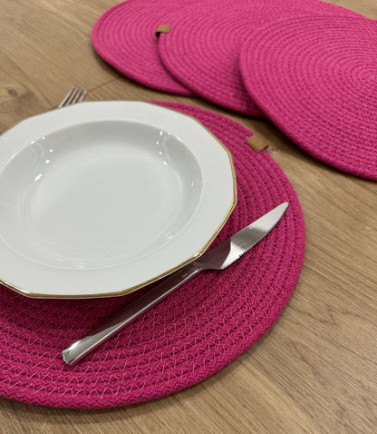 Cotton Rope Placemats - Round, Colorful Dining Table Mats, Decorative Placemats for Dining Table Décor