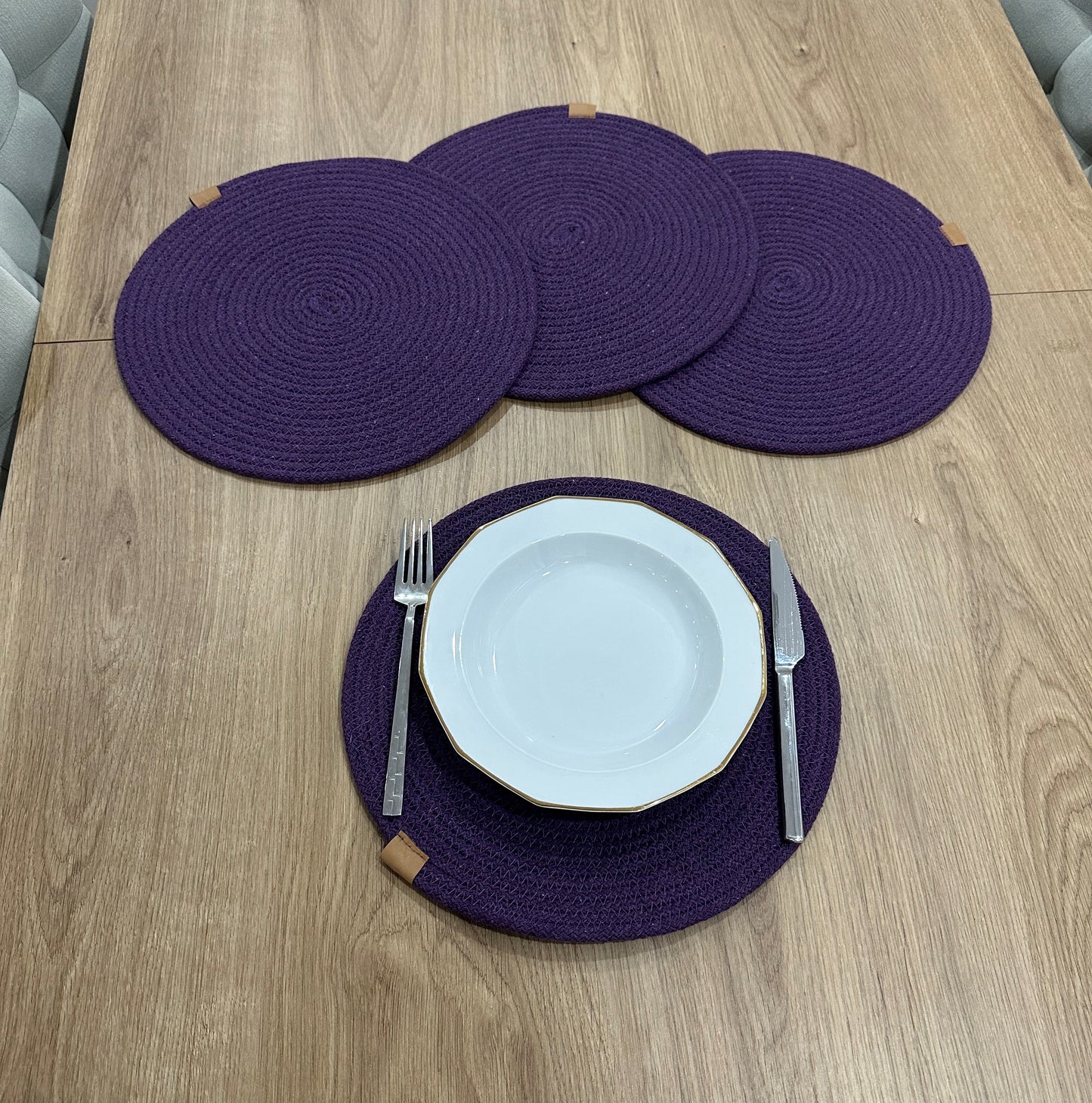 Cotton Rope Placemats - Round, Colorful Dining Table Mats, Decorative Placemats for Dining Table Décor