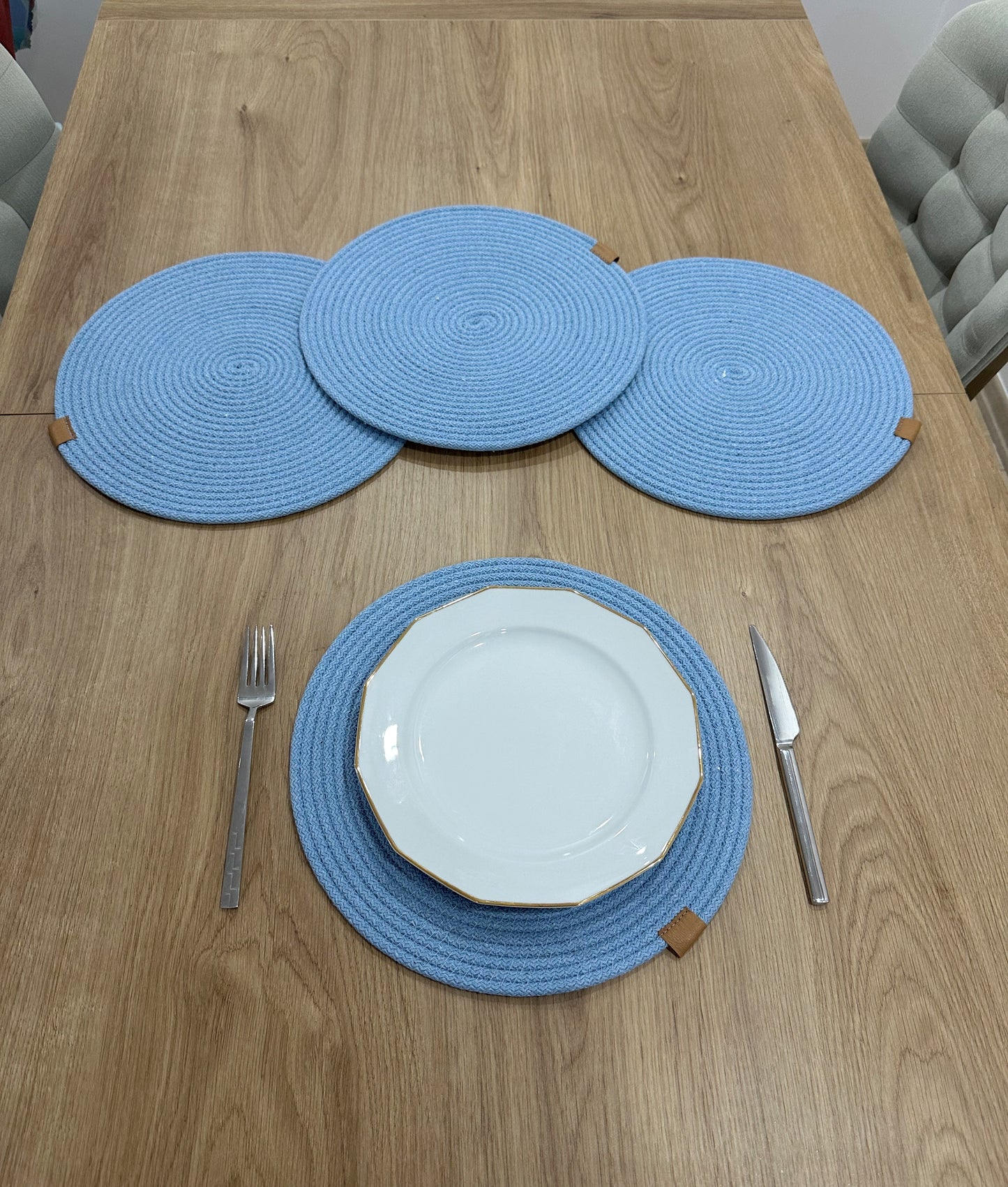 Cotton Rope Placemats - Round, Colorful Dining Table Mats, Decorative Placemats for Dining Table Décor