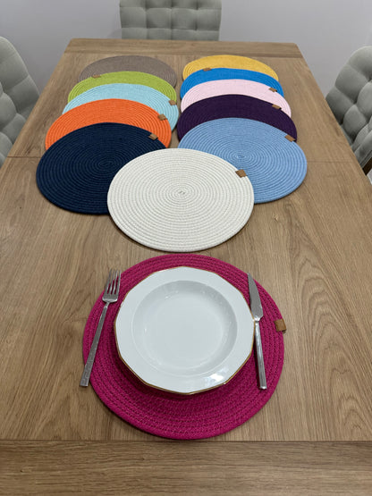 Cotton Rope Placemats - Round, Colorful Dining Table Mats, Decorative Placemats for Dining Table Décor