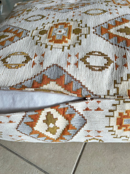 Kilim Patterned Pouf - Boho Tribal Outdoor Ottoman, Moroccan Floor Cushion, Footstool, Turkish Garden Pillow