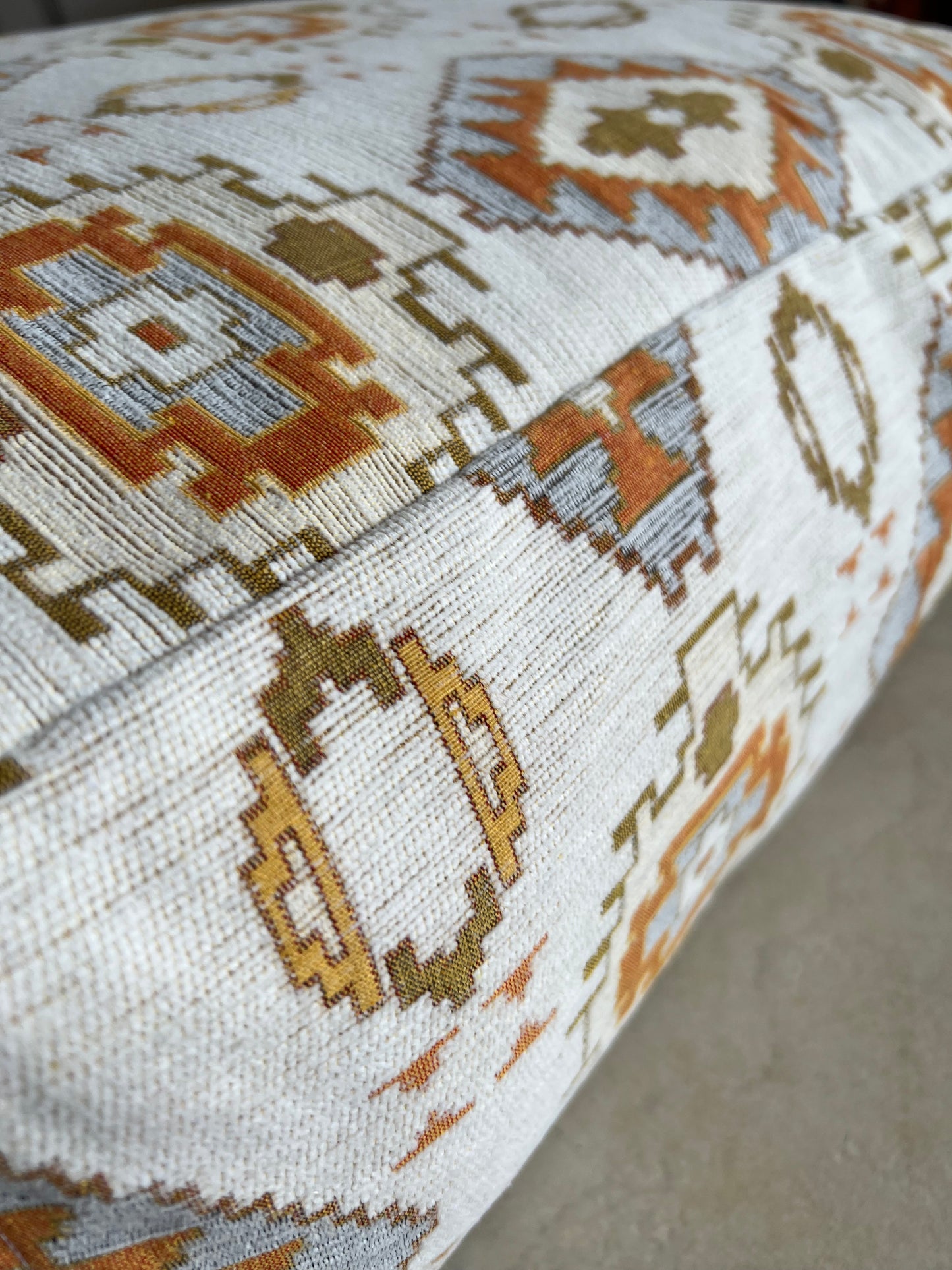 Kilim Patterned Pouf - Boho Tribal Outdoor Ottoman, Moroccan Floor Cushion, Footstool, Turkish Garden Pillow