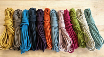 Braided Cotton Rope for DIY - Colorful Rope by the Yard for Baskets, Bowls, and Sewing Projects