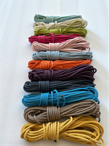 Braided Cotton Rope for DIY - Colorful Rope by the Yard for Baskets, Bowls, and Sewing Projects