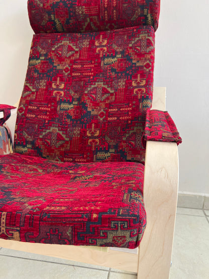 Kilim Designed Poang Armchair Slipcover with Footstool & Armrest Pads - Ethnic Pattern Seat Cover for Ikea Poäng