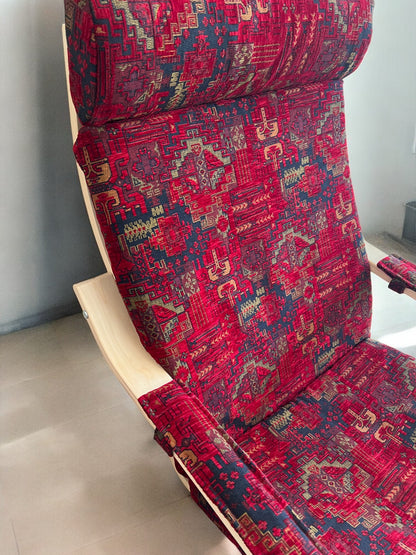 Kilim Designed Poang Armchair Slipcover with Footstool & Armrest Pads - Ethnic Pattern Seat Cover for Ikea Poäng