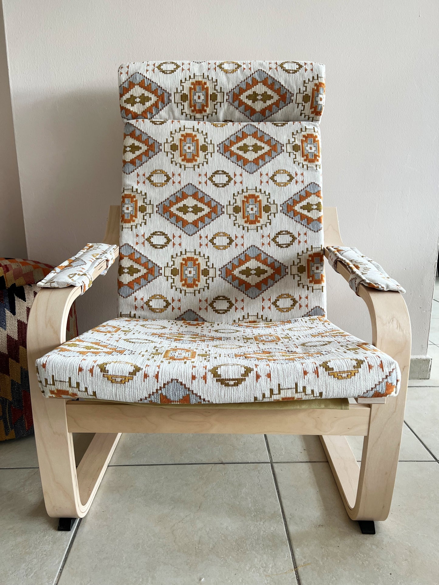 Custom Kilim Poang Armchair Cover - Ethnic Pattern Poäng Slipcover with Armrest Pads for Ikea Poang Chair (Cover Only)