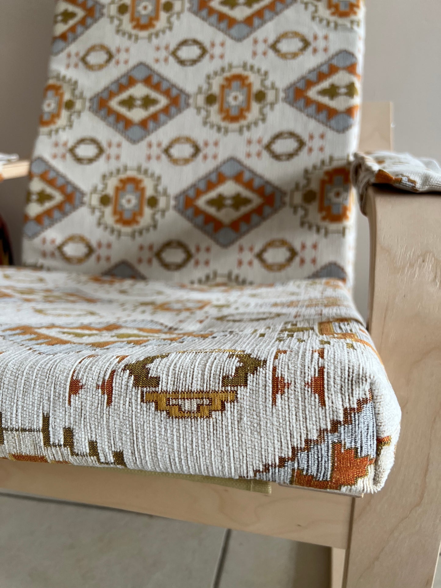 Custom Kilim Poang Armchair Cover - Ethnic Pattern Poäng Slipcover with Armrest Pads for Ikea Poang Chair (Cover Only)