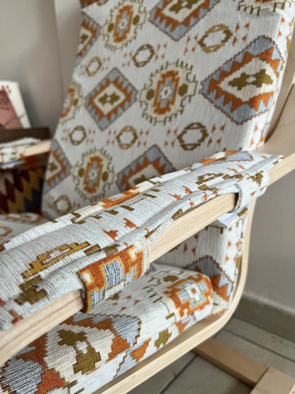 Custom Kilim Poang Armchair Cover - Ethnic Pattern Poäng Slipcover with Armrest Pads for Ikea Poang Chair (Cover Only)