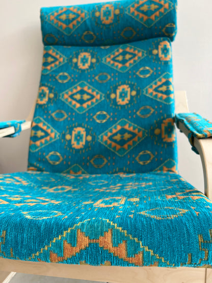 Kilim Designed Poang Armchair Slipcover with Footstool & Armrest Pads - Ethnic Pattern Seat Cover for Ikea Poäng