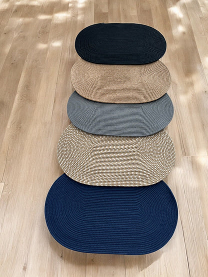 Custom Made Oval Rope Doormat - Jute, Double-Sided Front Door Mat, Colorful Indoor Rug