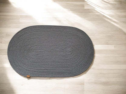 Custom Made Oval Rope Doormat - Jute, Double-Sided Front Door Mat, Colorful Indoor Rug