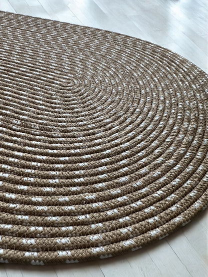 Custom Made Oval Rope Doormat - Jute, Double-Sided Front Door Mat, Colorful Indoor Rug