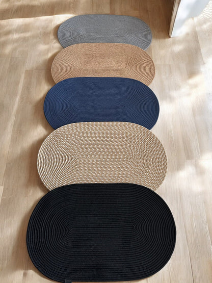 Custom Made Oval Rope Doormat - Jute, Double-Sided Front Door Mat, Colorful Indoor Rug