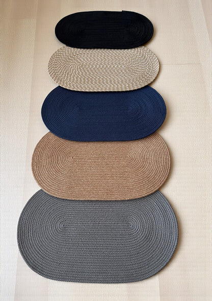 Custom Made Oval Rope Doormat - Jute, Double-Sided Front Door Mat, Colorful Indoor Rug