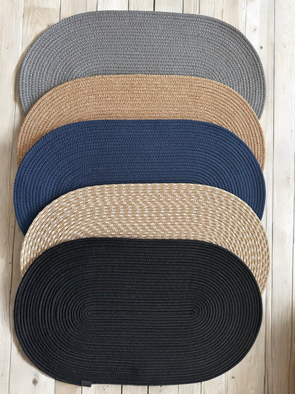 Custom Made Oval Rope Doormat - Jute, Double-Sided Front Door Mat, Colorful Indoor Rug