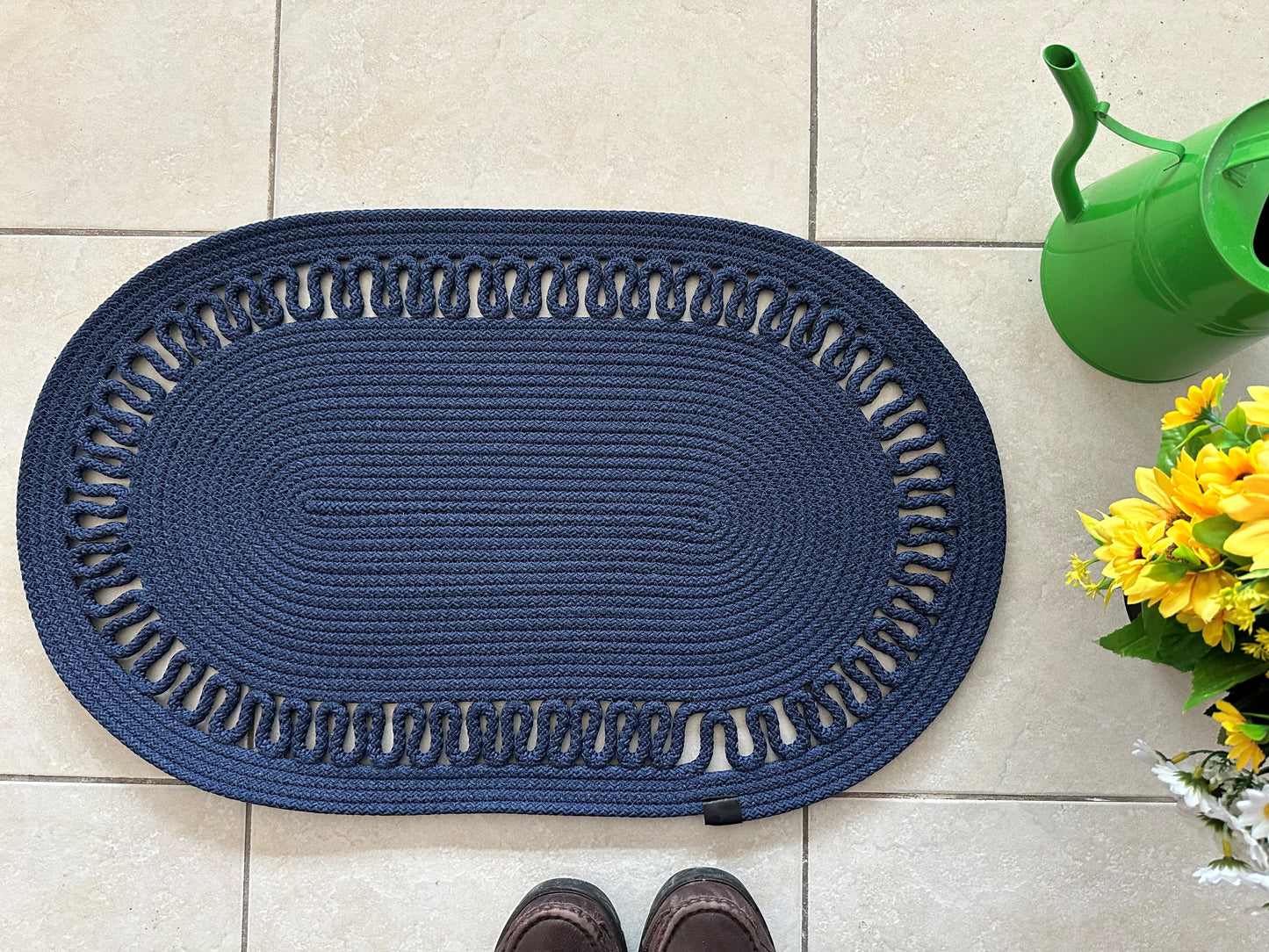 Custom Size Oval Rope Doormat - Jute, Double-Sided Indoor Mat, Colorful Rug for Entryway