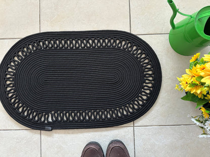 Custom Size Oval Rope Doormat - Jute, Double-Sided Indoor Mat, Colorful Rug for Entryway