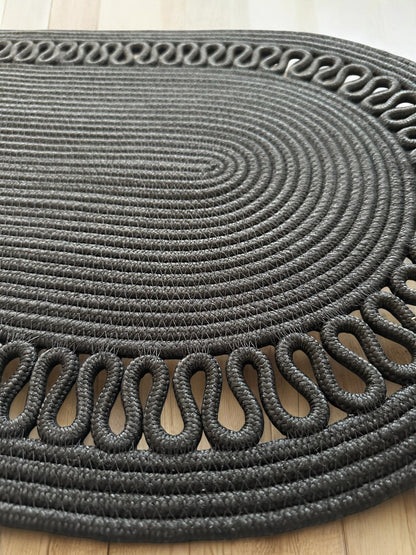 Custom Size Oval Rope Doormat - Jute, Double-Sided Indoor Mat, Colorful Rug for Entryway