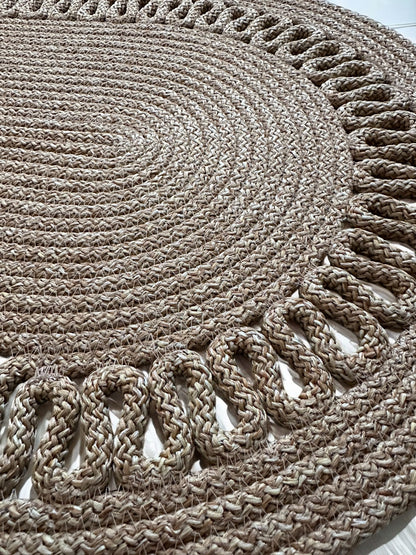 Custom Size Oval Rope Doormat - Jute, Double-Sided Indoor Mat, Colorful Rug for Entryway