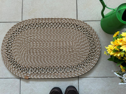 Custom Size Oval Rope Doormat - Jute, Double-Sided Indoor Mat, Colorful Rug for Entryway