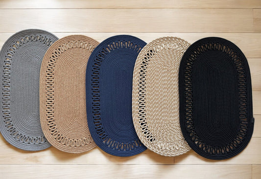 Custom Size Oval Rope Doormat - Jute, Double-Sided Indoor Mat, Colorful Rug for Entryway