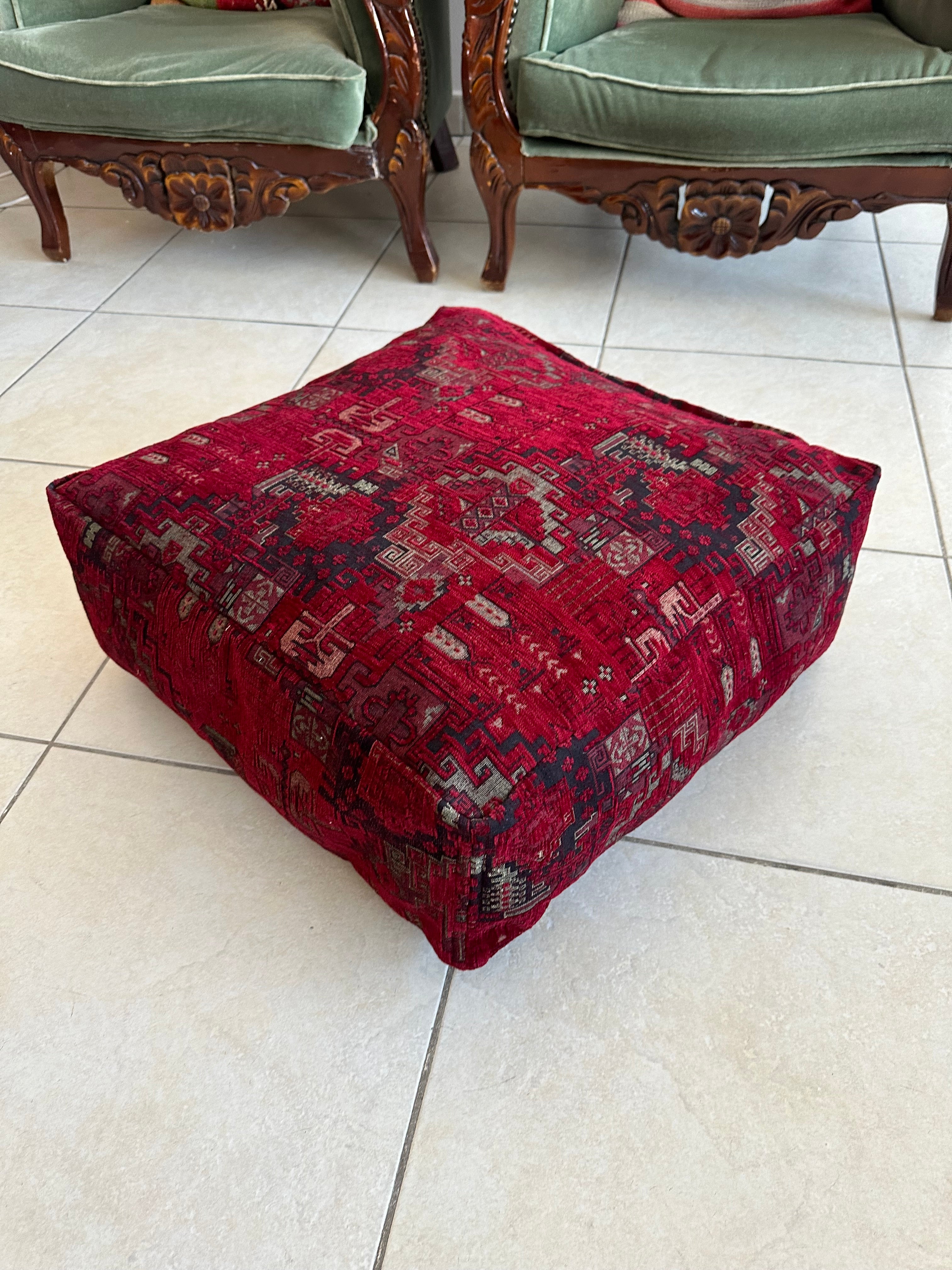 Moroccan Floor Cushion, Vintage Kilim Pouf, Large Ottoman authentic Kilim Pouf, Vintage Floor Cushion ,Cover Only