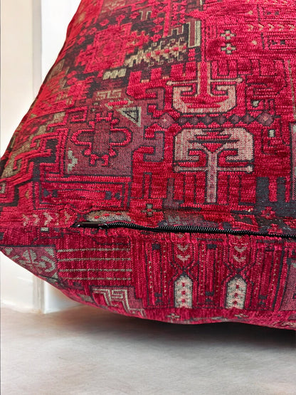 Kilim Patterned Pouf - Boho Tribal Outdoor Ottoman, Moroccan Floor Cushion, Footstool, Turkish Garden Pillow