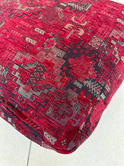 Kilim Patterned Pouf - Boho Tribal Outdoor Ottoman, Moroccan Floor Cushion, Footstool, Turkish Garden Pillow