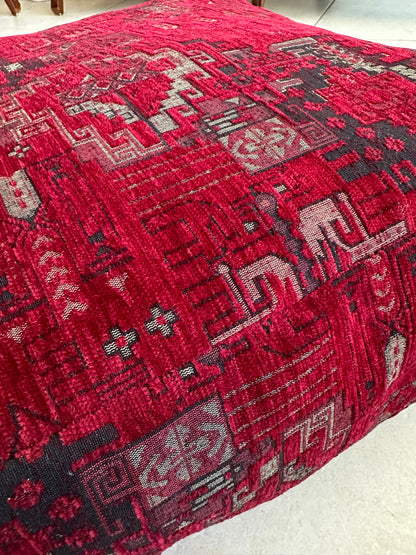 Kilim Patterned Pouf - Boho Tribal Outdoor Ottoman, Moroccan Floor Cushion, Footstool, Turkish Garden Pillow