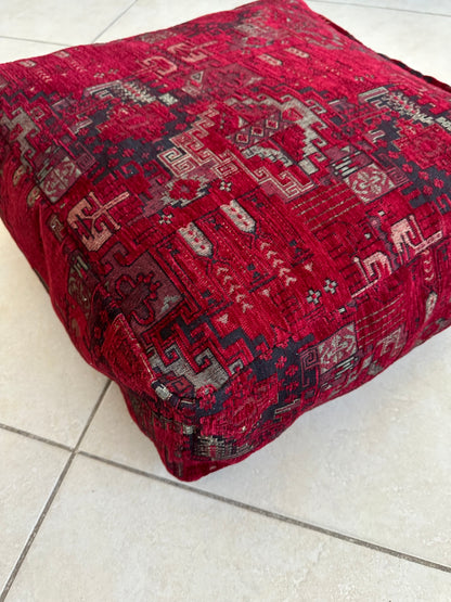 Kilim Patterned Pouf - Boho Tribal Outdoor Ottoman, Moroccan Floor Cushion, Footstool, Turkish Garden Pillow