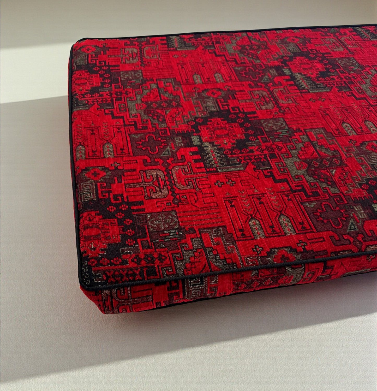 Custom Kilim Patterned Bench Cushion Cover - Ethnic Seat Cushion, Indoor Bench, Custom Size (Only Cover)