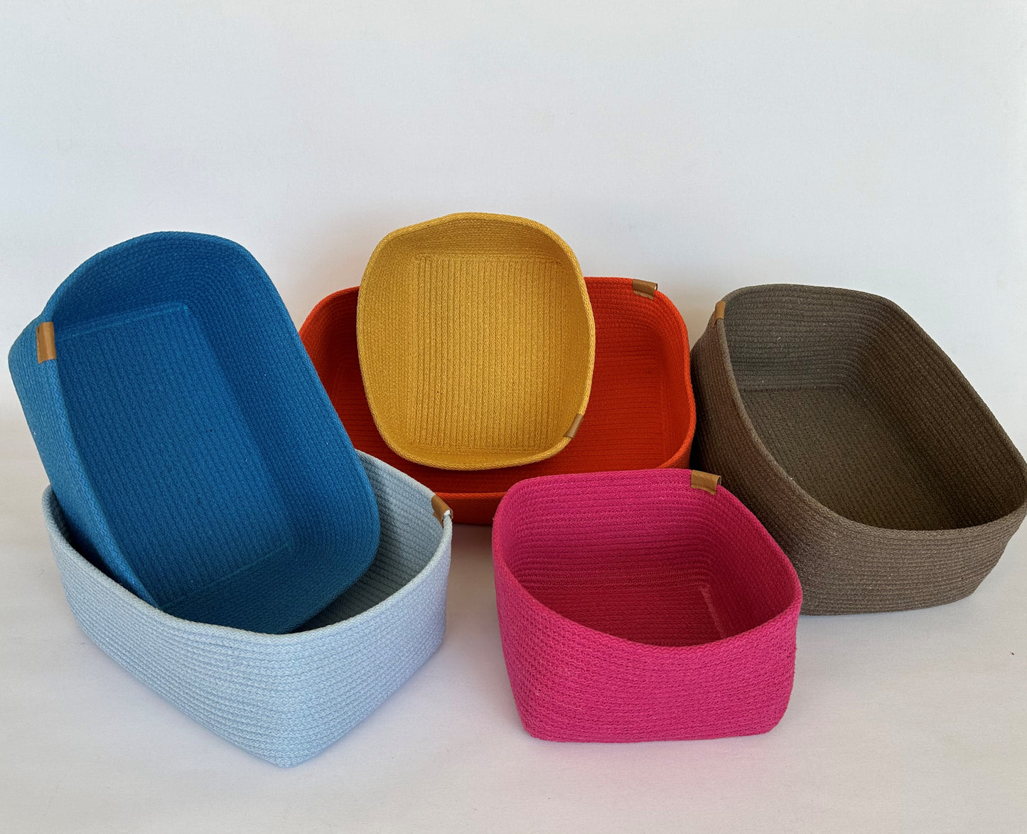 Custom Size Cotton Rope Organizer Basket - Square & Rectangle Storage Bin, Colorful Basket for Home, Housewarming Gift