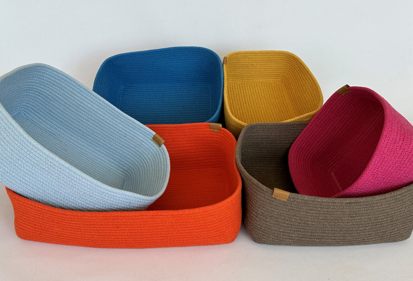 Custom Size Cotton Rope Organizer Basket - Square & Rectangle Storage Bin, Colorful Basket for Home, Housewarming Gift