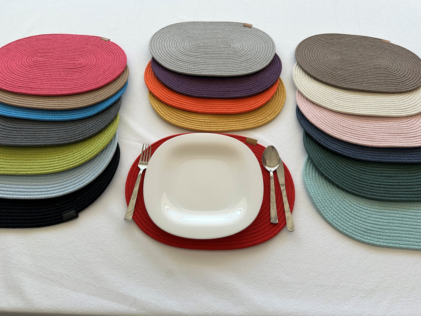 Oval Cotton Rope Placemats - Colorful Dining Table Mats, Decorative Placemats for Dining Table Décor